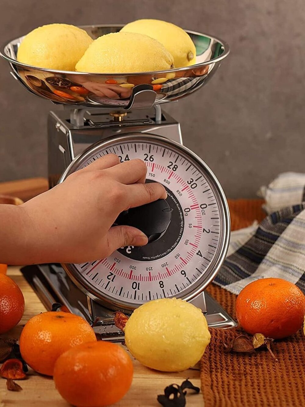 Tada 2LB Analog Food Scale – 32oz Stainless Steel–Removable Bowl – Tare Function
